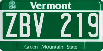 VT license plate ZBV219