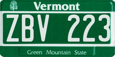 VT license plate ZBV223
