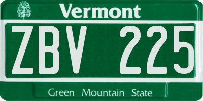 VT license plate ZBV225