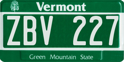 VT license plate ZBV227