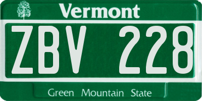 VT license plate ZBV228