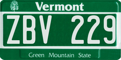 VT license plate ZBV229