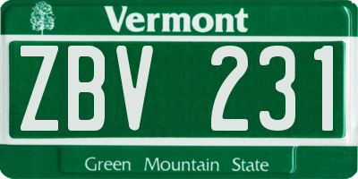 VT license plate ZBV231