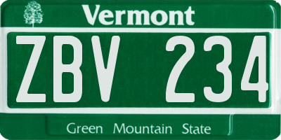 VT license plate ZBV234