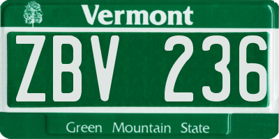 VT license plate ZBV236
