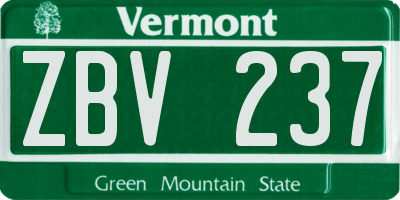 VT license plate ZBV237
