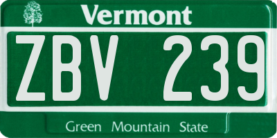 VT license plate ZBV239