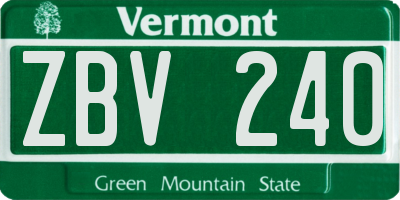 VT license plate ZBV240