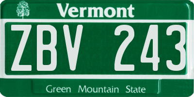 VT license plate ZBV243
