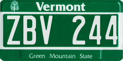 VT license plate ZBV244
