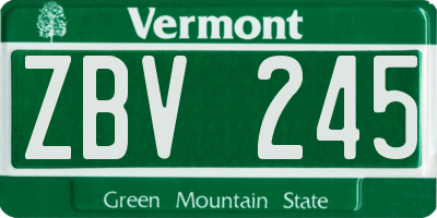 VT license plate ZBV245