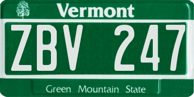 VT license plate ZBV247