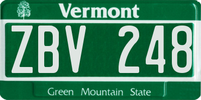 VT license plate ZBV248