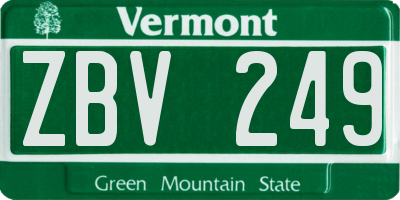 VT license plate ZBV249