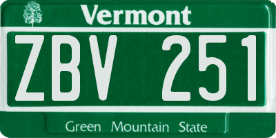 VT license plate ZBV251
