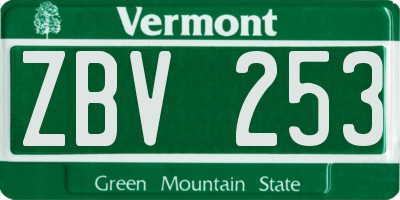 VT license plate ZBV253