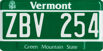 VT license plate ZBV254