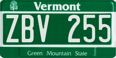 VT license plate ZBV255