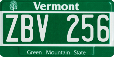 VT license plate ZBV256