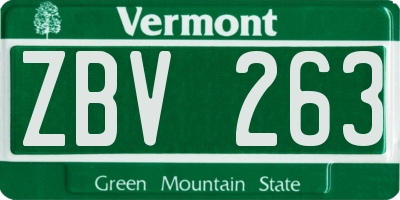 VT license plate ZBV263