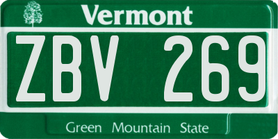 VT license plate ZBV269