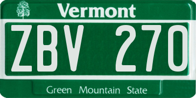VT license plate ZBV270