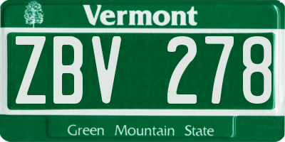 VT license plate ZBV278