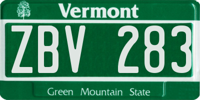 VT license plate ZBV283