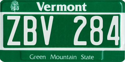 VT license plate ZBV284