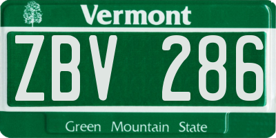 VT license plate ZBV286