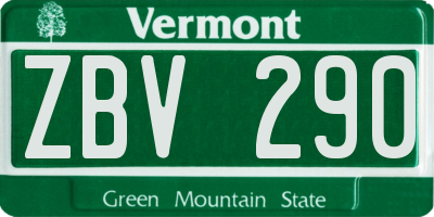 VT license plate ZBV290