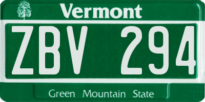 VT license plate ZBV294
