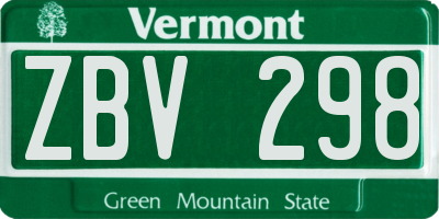 VT license plate ZBV298