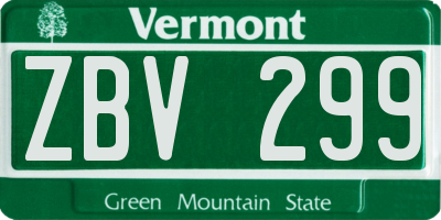 VT license plate ZBV299