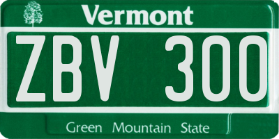 VT license plate ZBV300