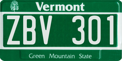 VT license plate ZBV301