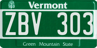 VT license plate ZBV303