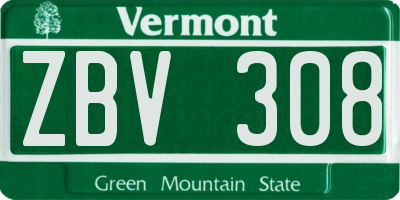 VT license plate ZBV308
