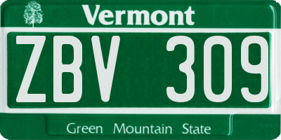 VT license plate ZBV309