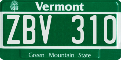 VT license plate ZBV310