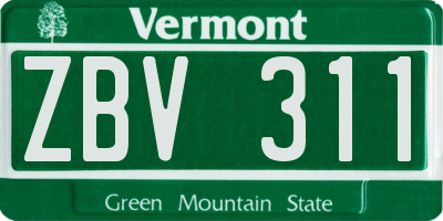 VT license plate ZBV311