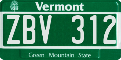 VT license plate ZBV312