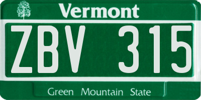 VT license plate ZBV315