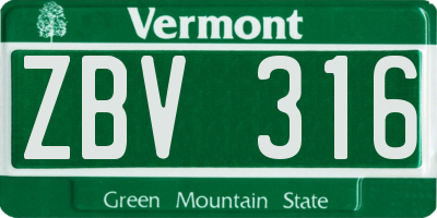 VT license plate ZBV316