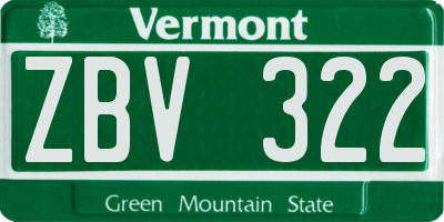 VT license plate ZBV322