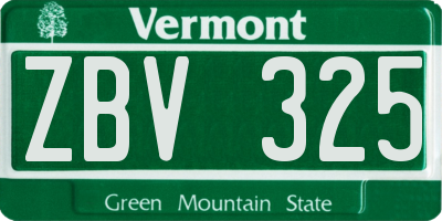 VT license plate ZBV325