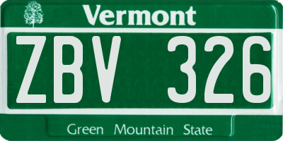 VT license plate ZBV326