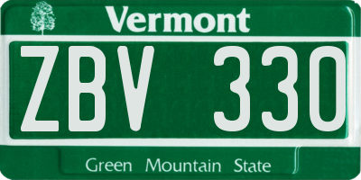 VT license plate ZBV330