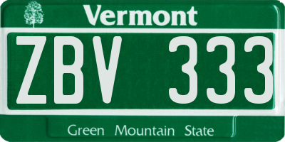 VT license plate ZBV333