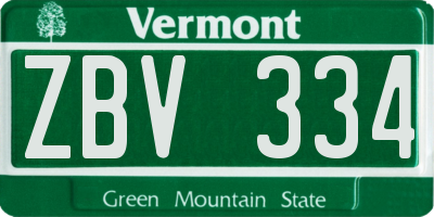 VT license plate ZBV334